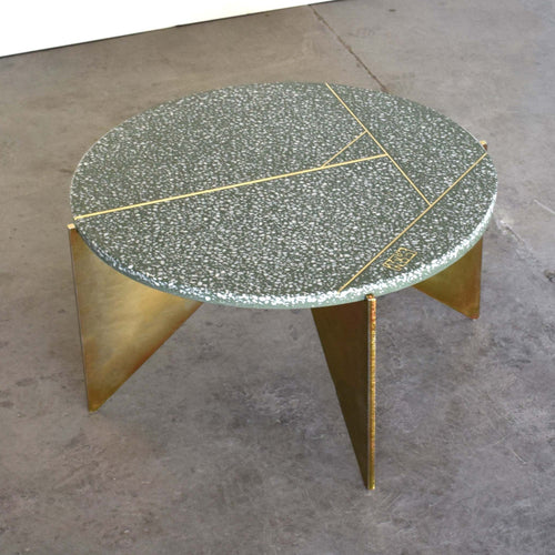 Green concrete terrazzo coffee table 60cm