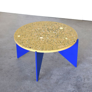 Ocher yellow concrete terrazzo table 60cm