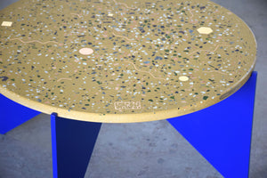 Ocher yellow concrete terrazzo table 60cm
