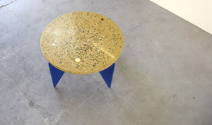 Ocher yellow concrete terrazzo table 60cm