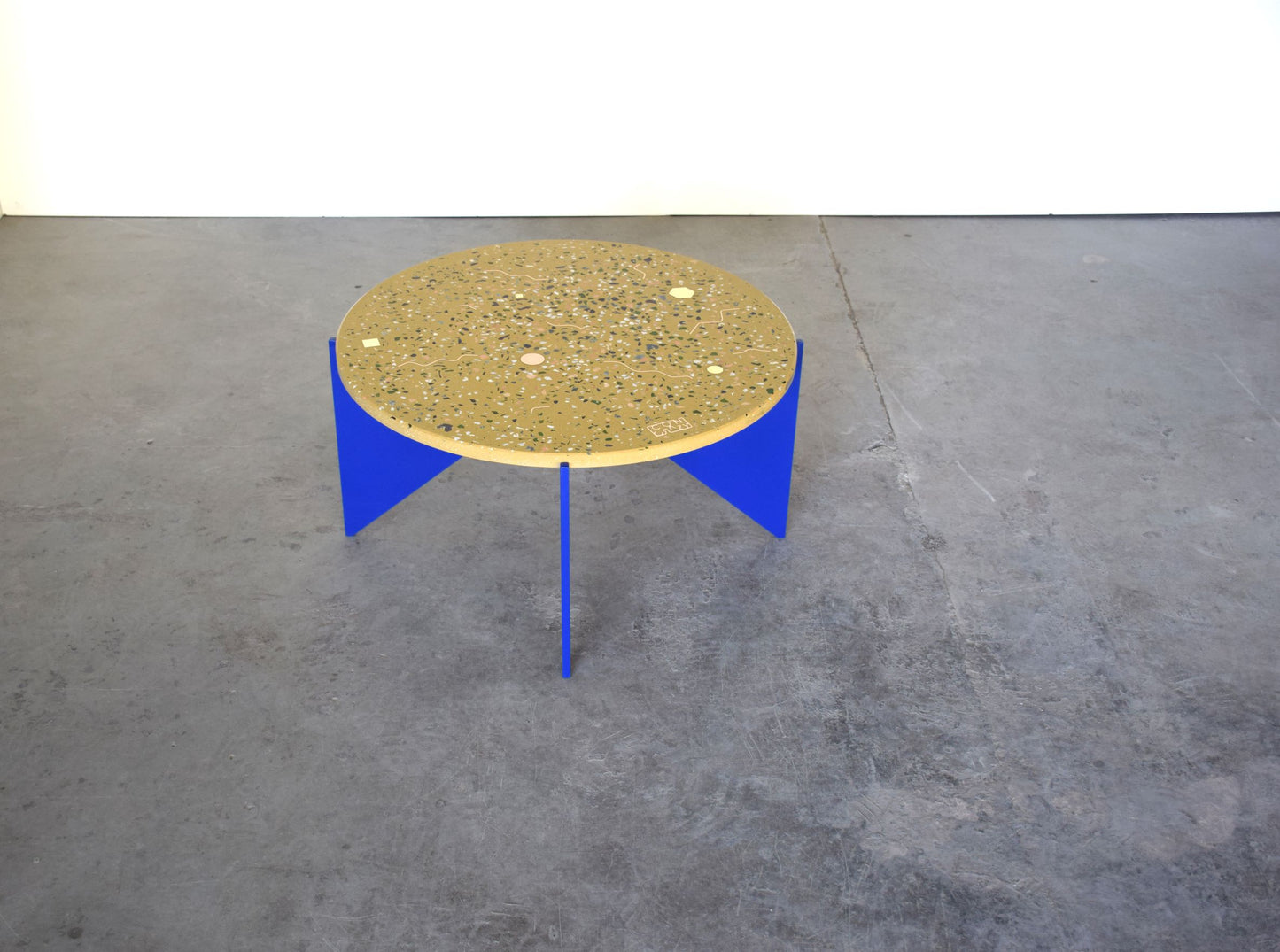 Ochre yellow concrete terrazzo table 60cm