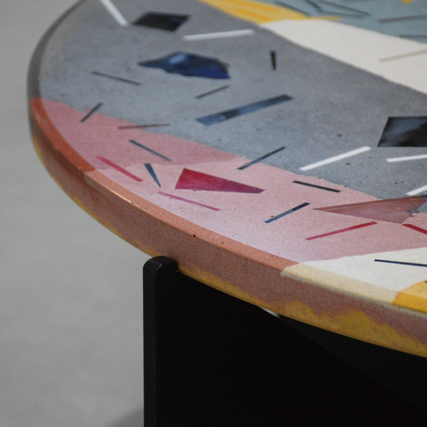 Six-coloured concrete terrazzo coffee table with murano glass 80cm