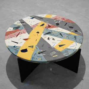 Six-colored concrete terrazzo coffee table with Murano glass 80 cm