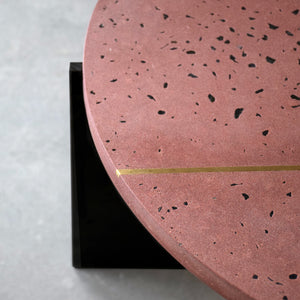 Pink concrete inlay-terrazzo coffee table 60cm