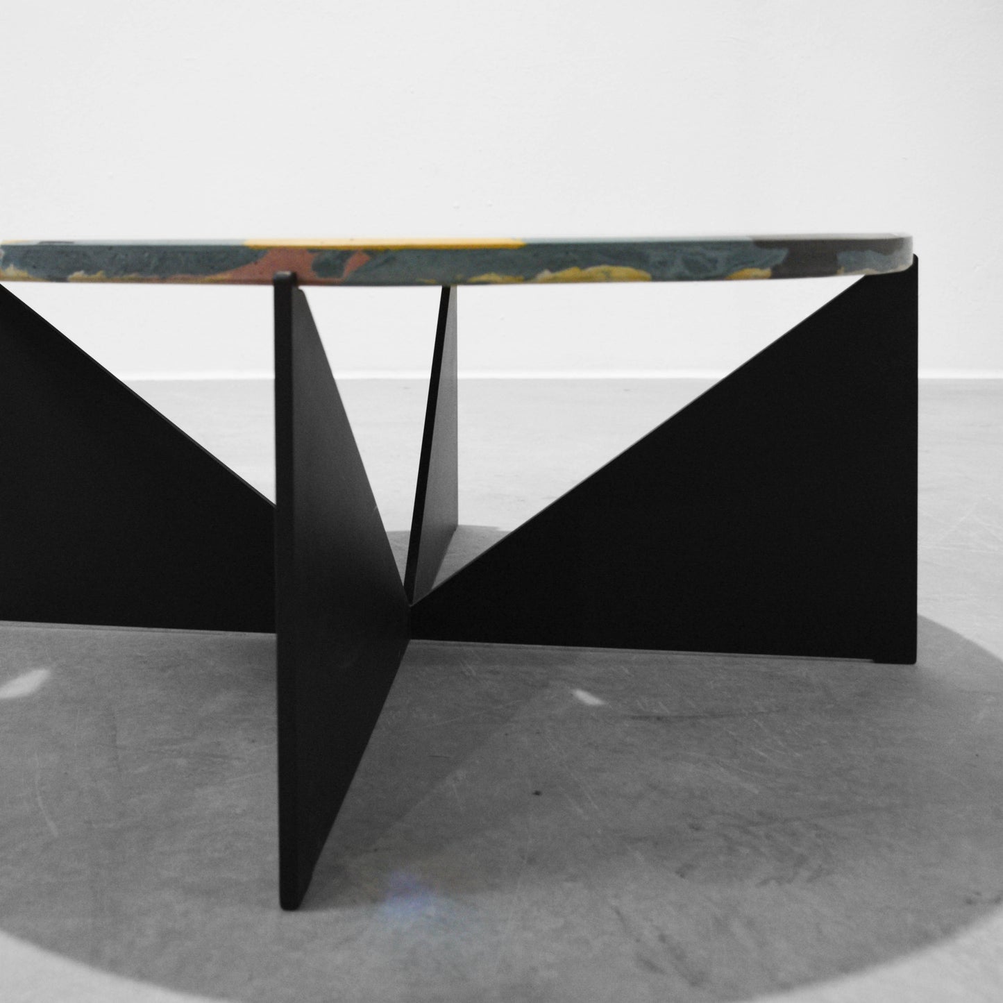Six-coloured concrete terrazzo coffee table with murano glass 80cm