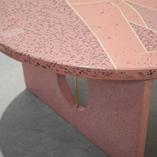 Load image into Gallery viewer, Copper and red copper inlay-terrazzo concrete coffee table 75cm