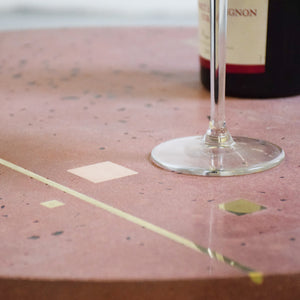 Pink concrete inlay-terrazzo coffee table 60cm