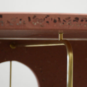 Copper and red copper inlay-terrazzo concrete coffee table 75cm