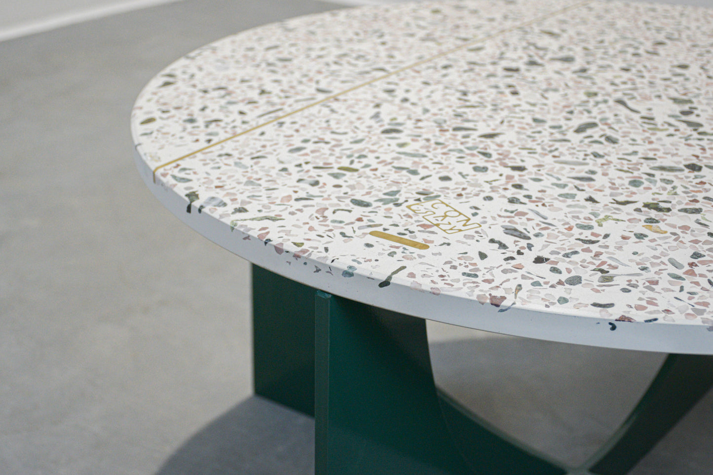 White concrete terrazzo coffee table 75cm