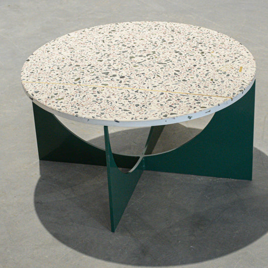White concrete terrazzo coffee table 75cm